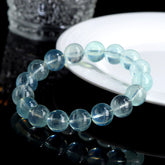 Natural Mint Green Aquamarine Round Bead Bracelet - Healing & Empowerment